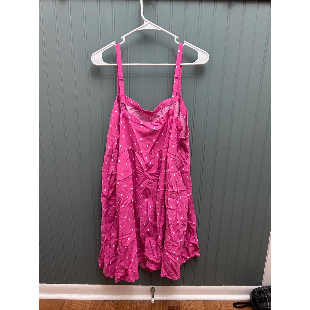 Torrid Pink Polka Dot Babydoll Mini Dress Plus Size 2 Sweetheart Tiered Summer - Picture 4 of 6